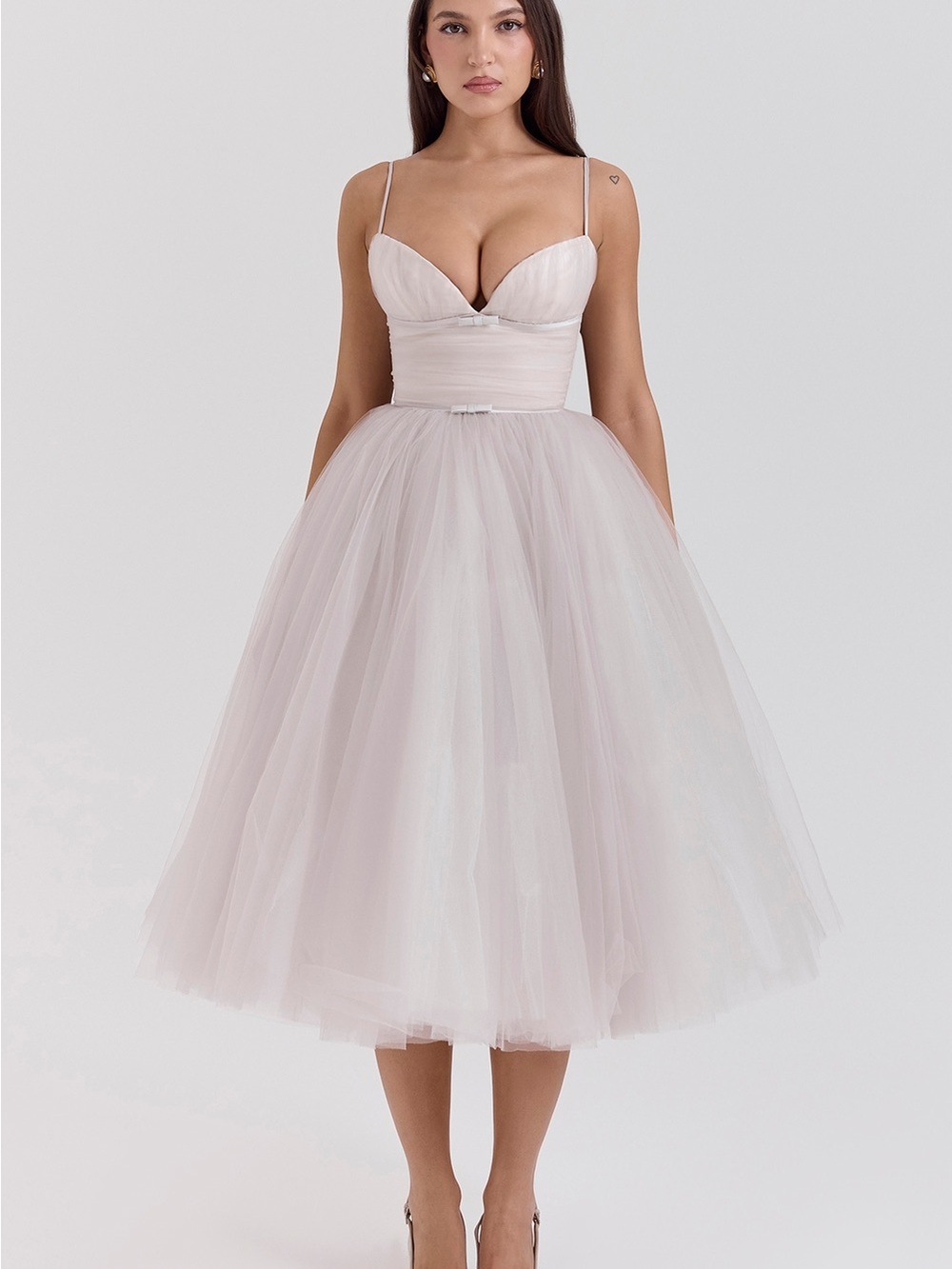House of CB Countess - Size S - French Dove Tulle Midi Dress